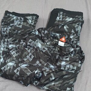 Kids' Black and Gray Blue Patterned Snow Bottoms